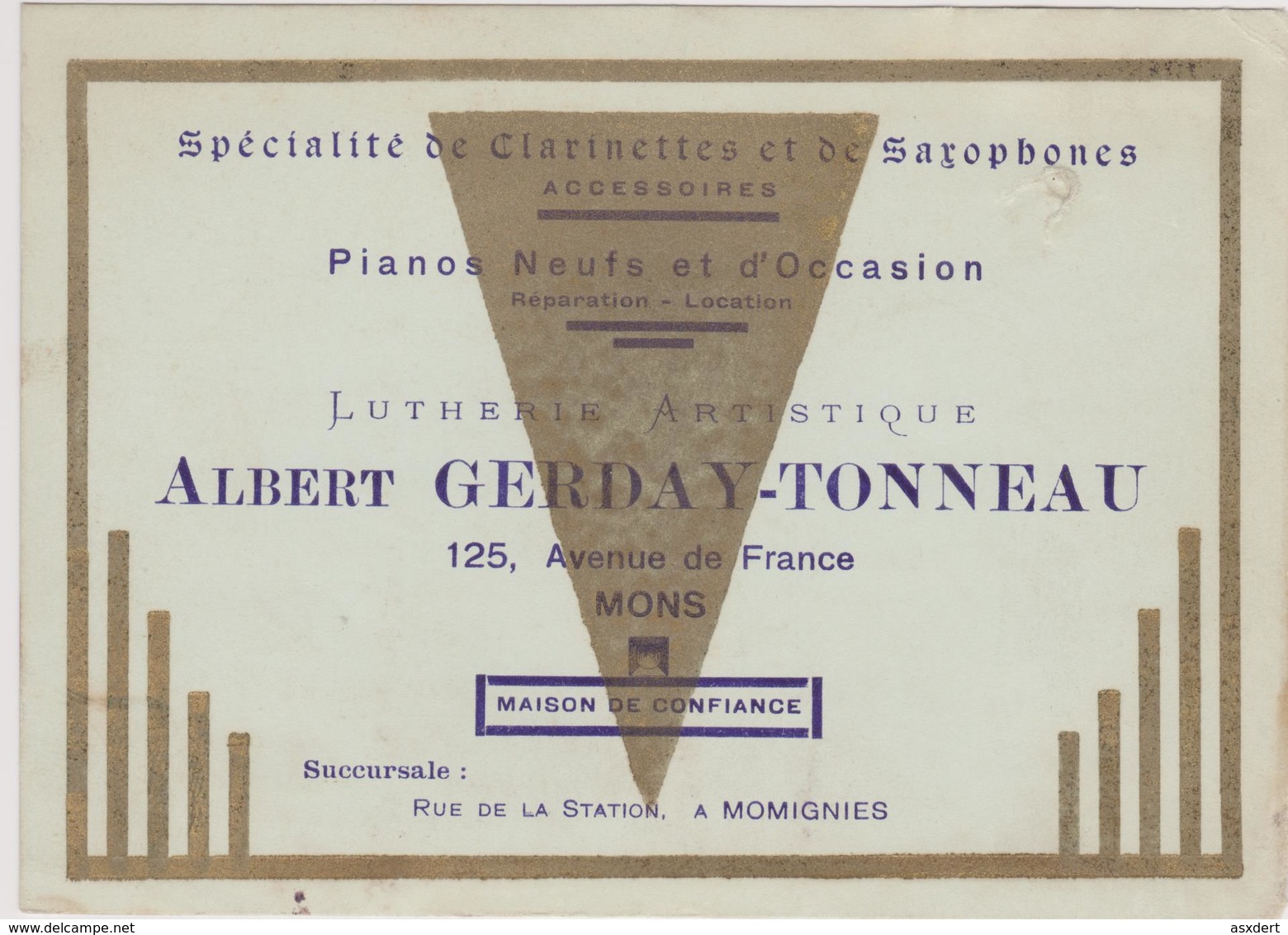 SPECIALITE De CLARINETTES  - PIANOS  / Albert GERDAY-TONNEAU  / MONS , Succursale à MOMIGNIES - Cartes De Visite