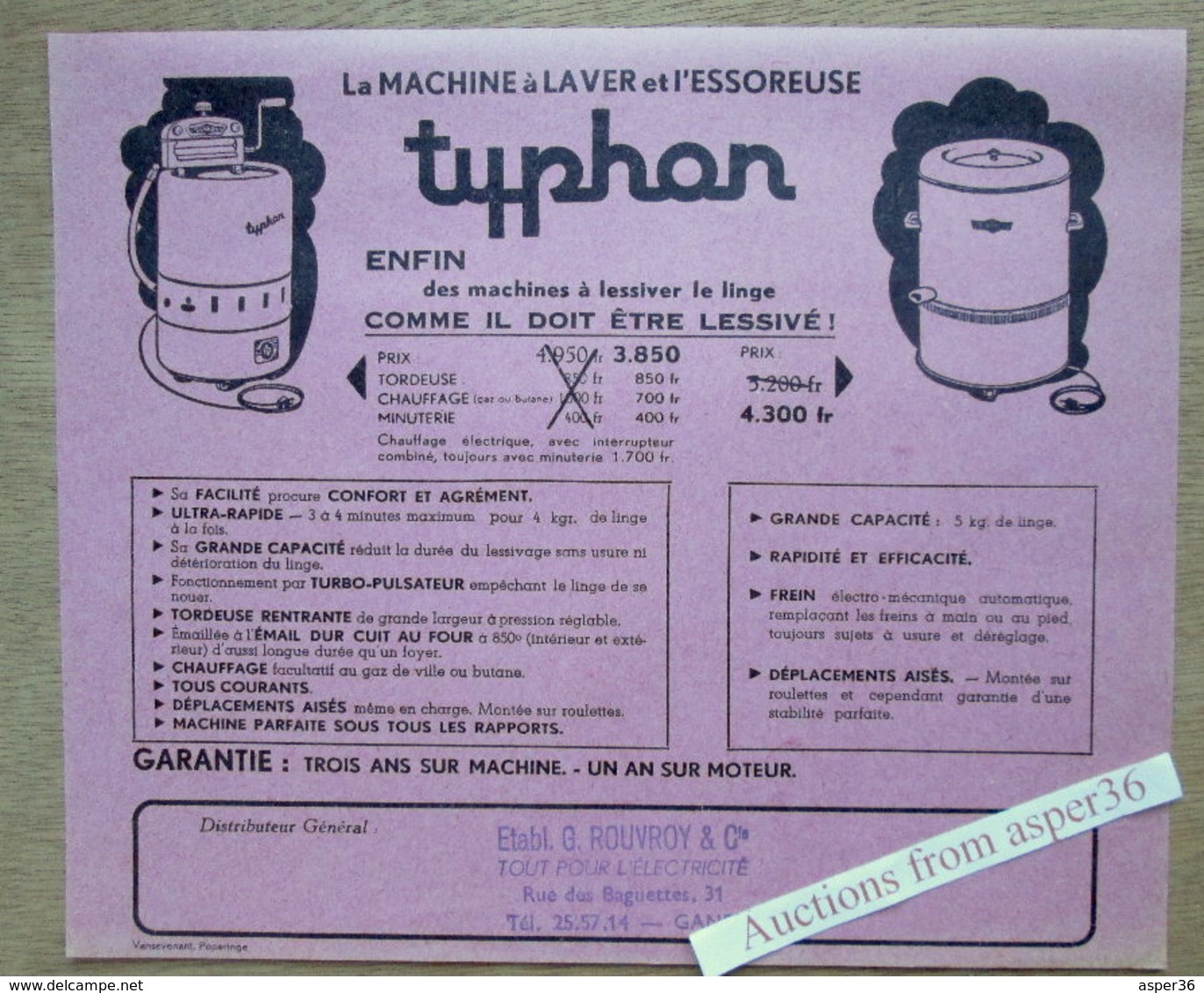 Machine à Laver & Essoreuse "Typhon" - Collections