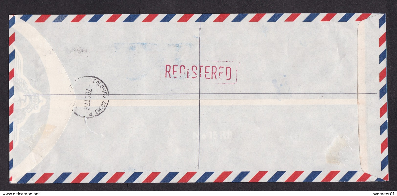 Singapore: Registered Airmail Cover To Netherlands, 1976, 5 Stamps, Flower, Berries, R-label (damaged, Opened 3 Sides) - Singapore (1959-...)