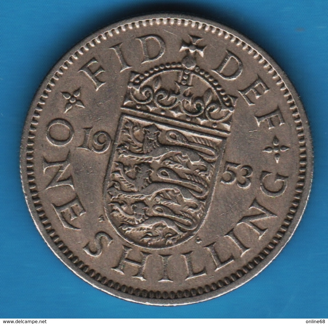 UK 1 SHILLING 1953 KM# 876 ENGLISH SHIELD QEII - I. 1 Shilling