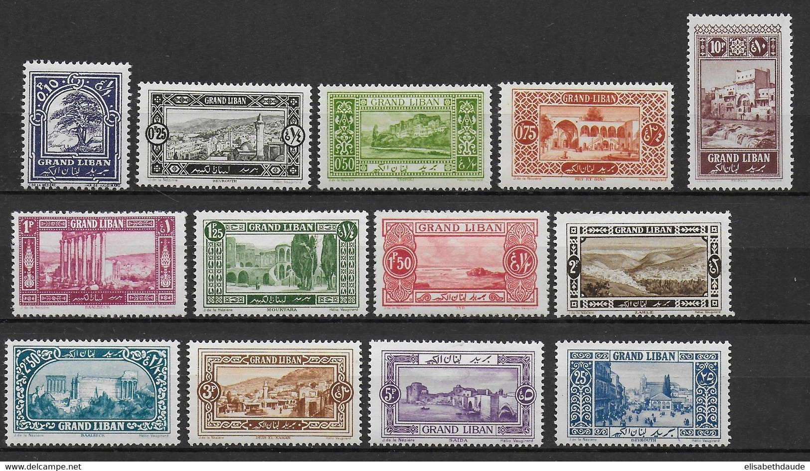 GRAND-LIBAN - 1925 - YVERT N°50/62 * MH CHARNIERE CORRECTE - COTE = 48 EUR. - Neufs