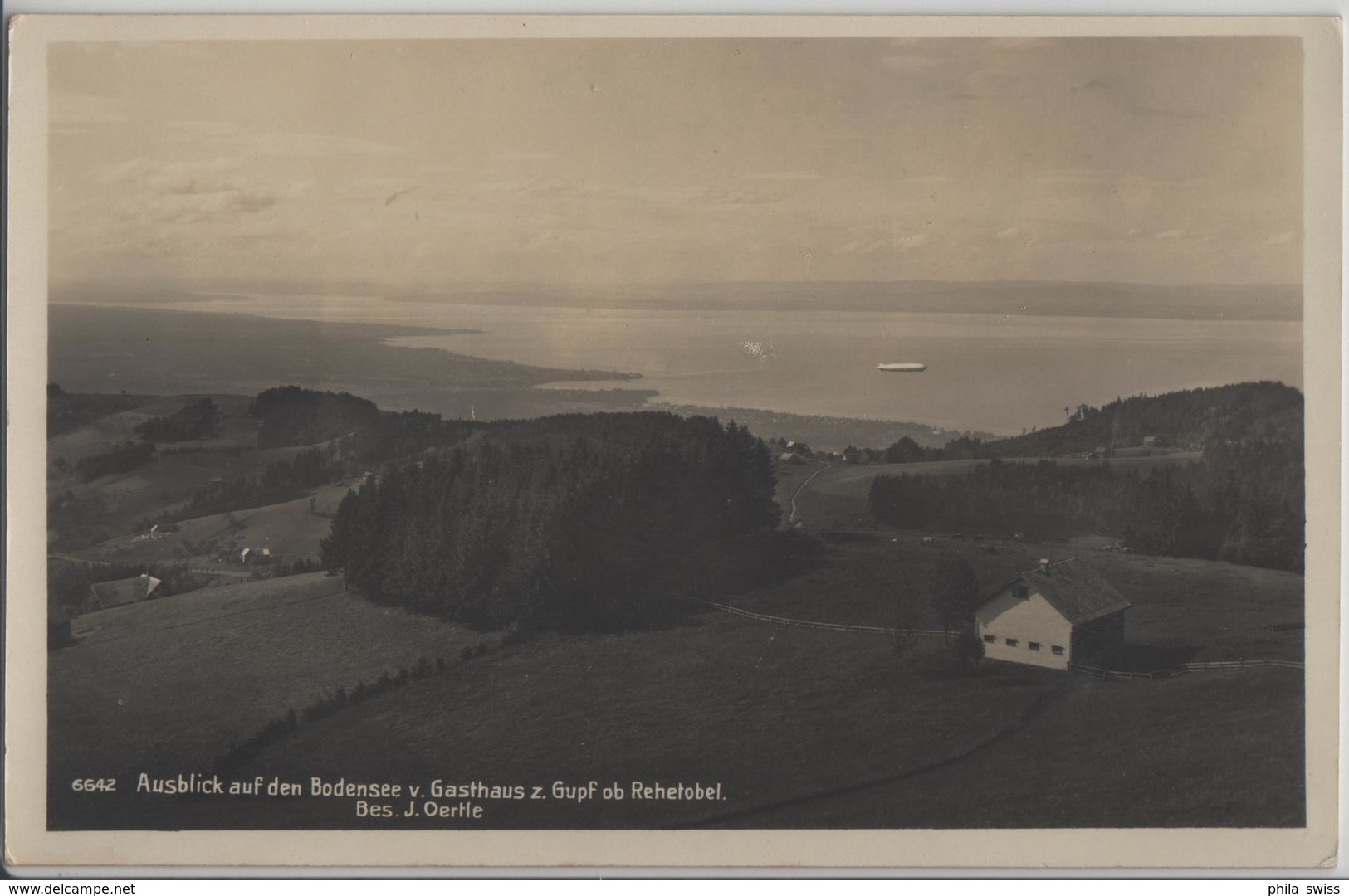 Ausblick Auf Den Bodensee Vom Gasthaus Zum Gupf Ob Rehetobel, Zeppelin  - Bes. J. Oertle - Photo: Gross - Rehetobel