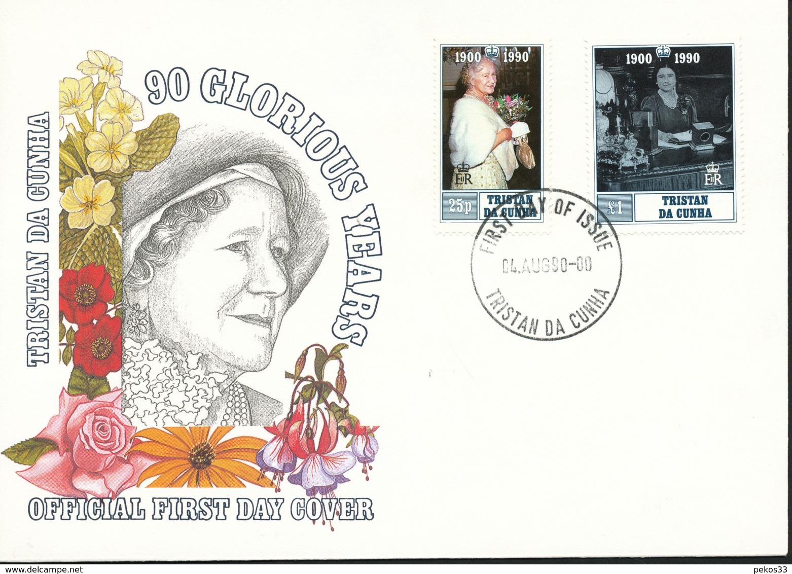 Afrika  - Mi.Nr.  493-494  FDC   90. Geburtstag Von Königinmutter Elisabeth. - Tristan Da Cunha