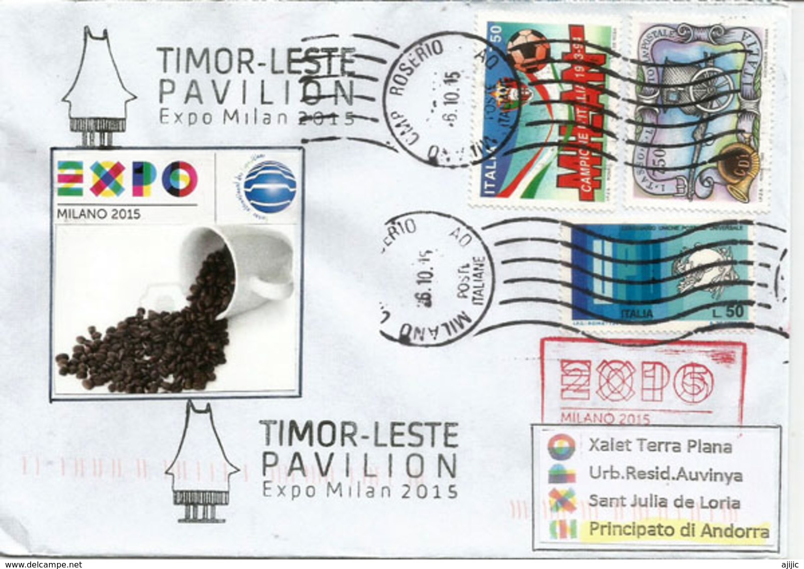 TIMOR-LESTE. UNIVERSAL EXPO MILANO 2015.,letter From Timor Pavilion (Coffee Cluster), With Official EXPO Stamp - Timor Oriental