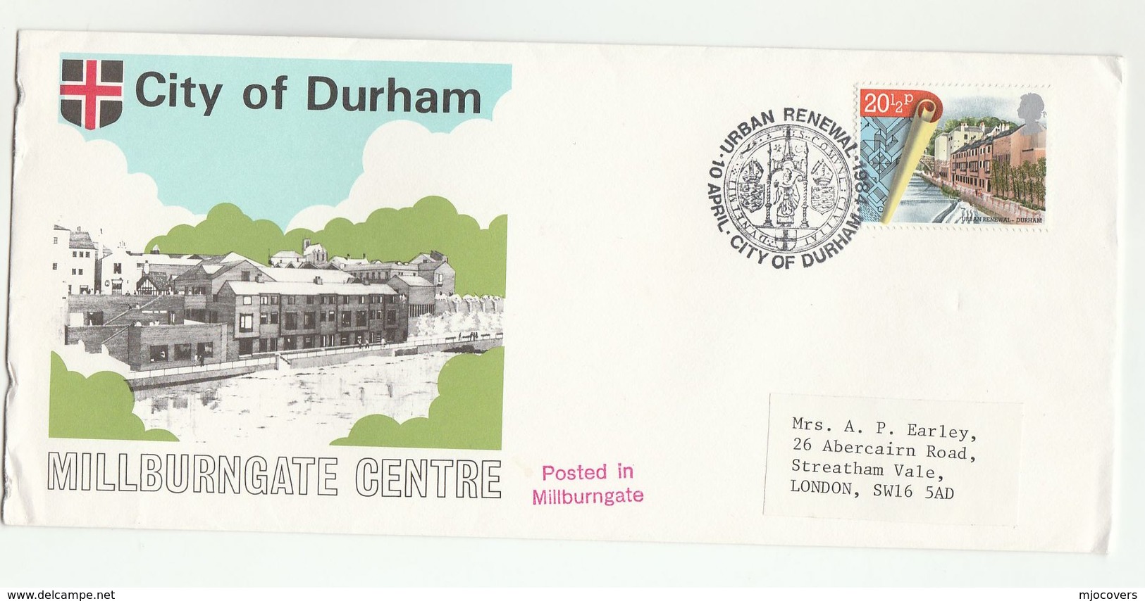 1984 MILLBURNGATE CENTRE City Of DURHAM EVENT COVER Urban Renewal Stamps FDC GB Heraldic Pmk - 1981-1990 Decimal Issues