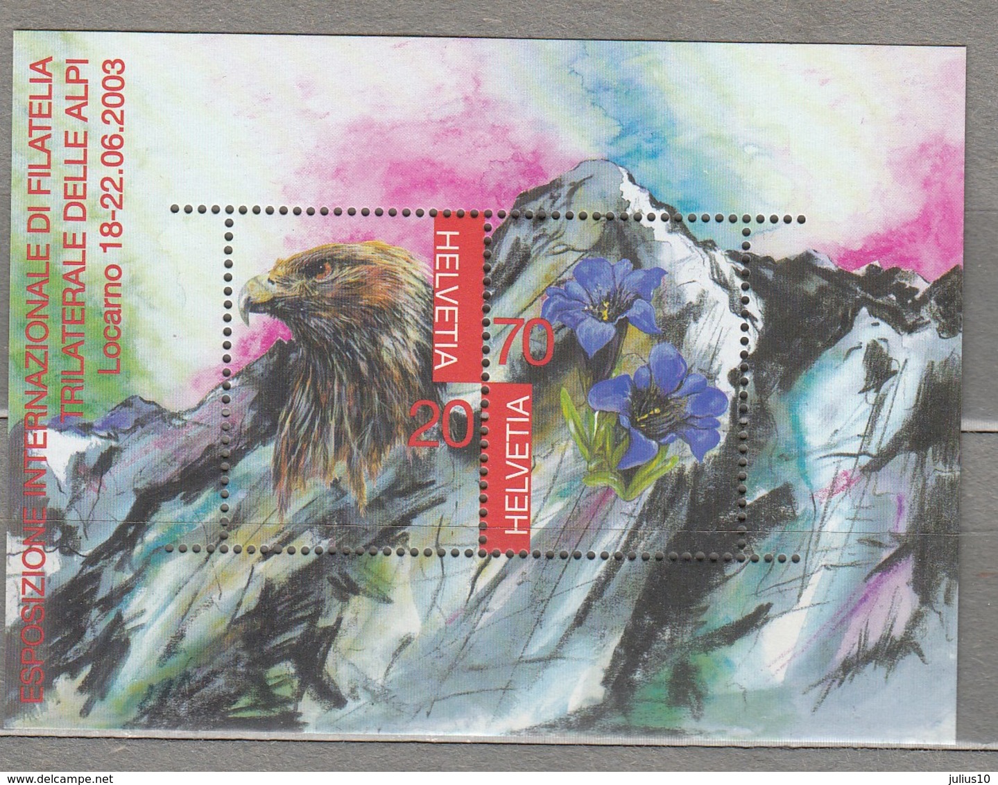 BIRDS SWITZERLAND 2003 Golden Eagle Mi Bl 33 MNH (**) #22754 - Sonstige & Ohne Zuordnung