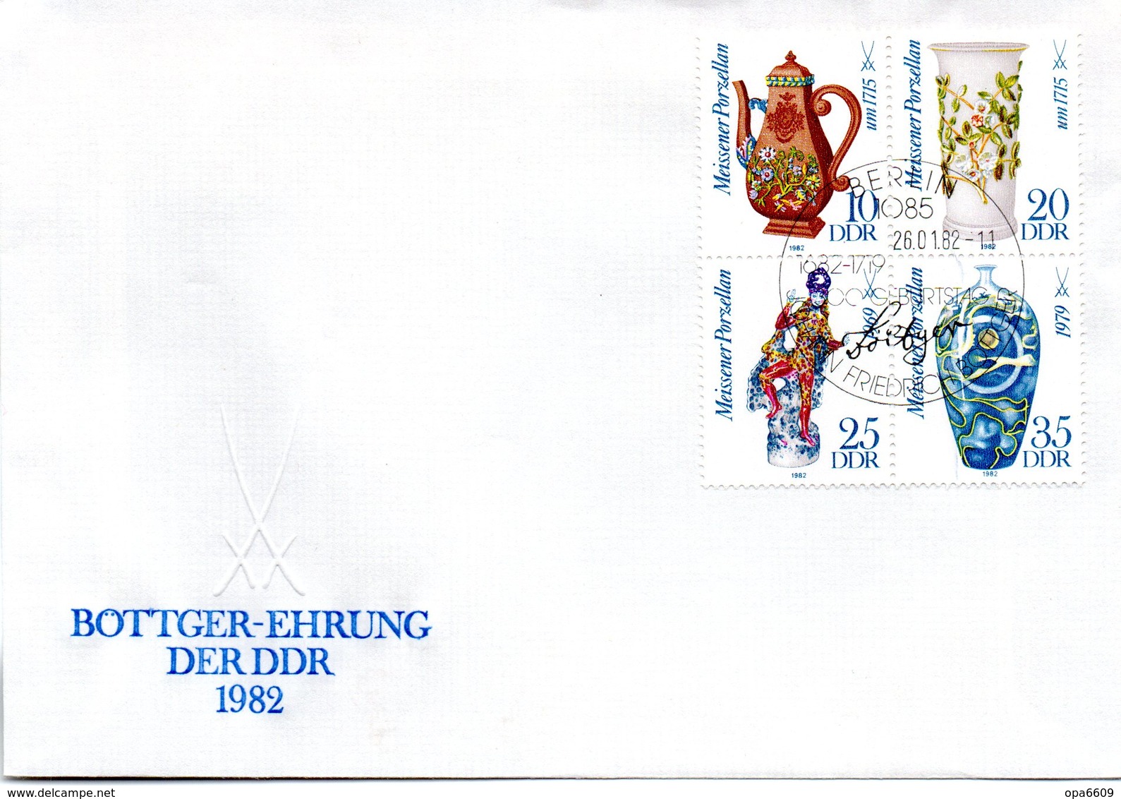 DDR Schmuck-FDC Mi 2667/70 "Meissner Porzellan (II)", ESSt BERLIN 26.1.1982 - Porselein