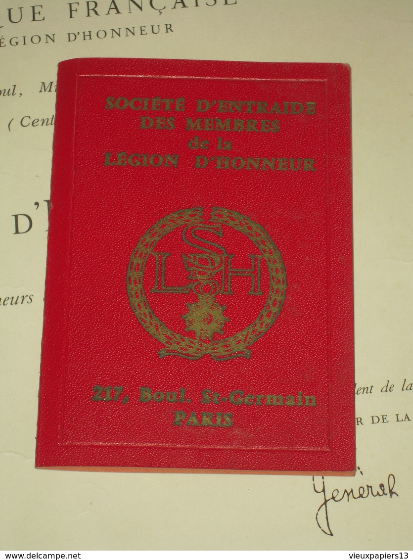 Diplome + Carte LH Ordre National De La Légion D'Honneur 1965 Signé Par Le Général De Gaulle - May Sciences Orsay - Diplômes & Bulletins Scolaires