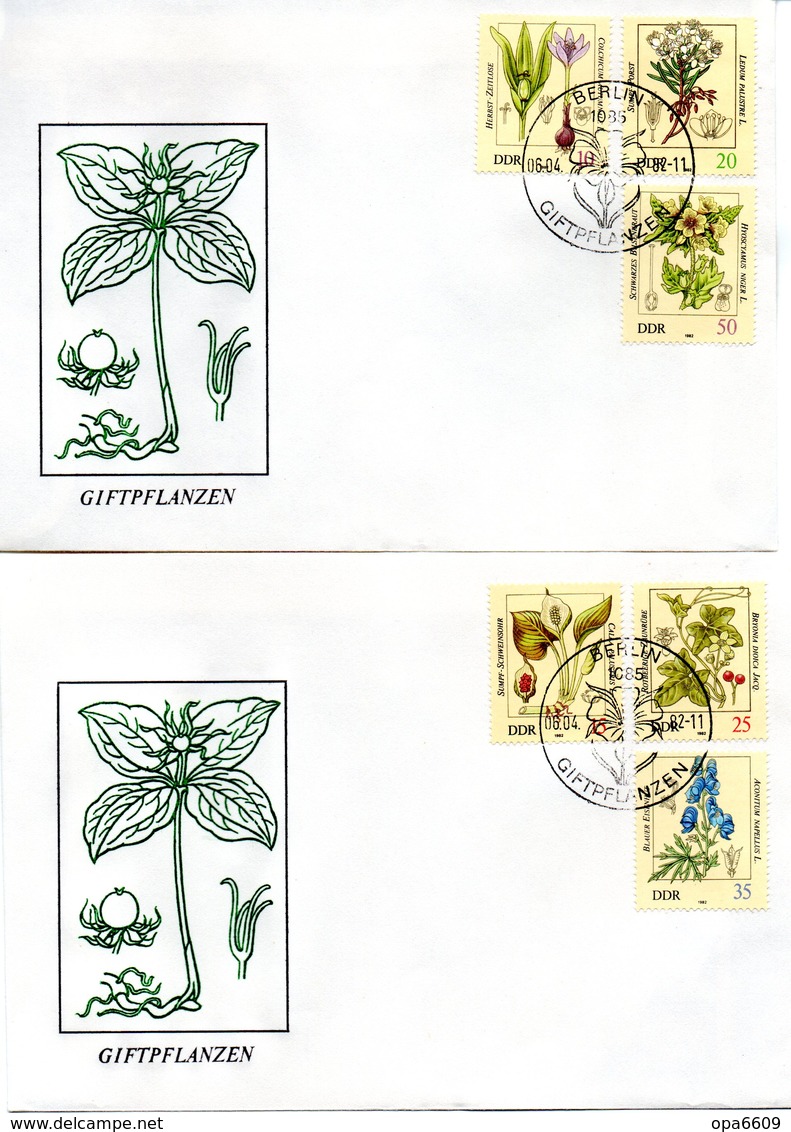 DDR 2 Schmuck-FDC Mi 2691/96 "Giftpflanzen", ESSt BERLIN 6.4.1982 - Piante Velenose