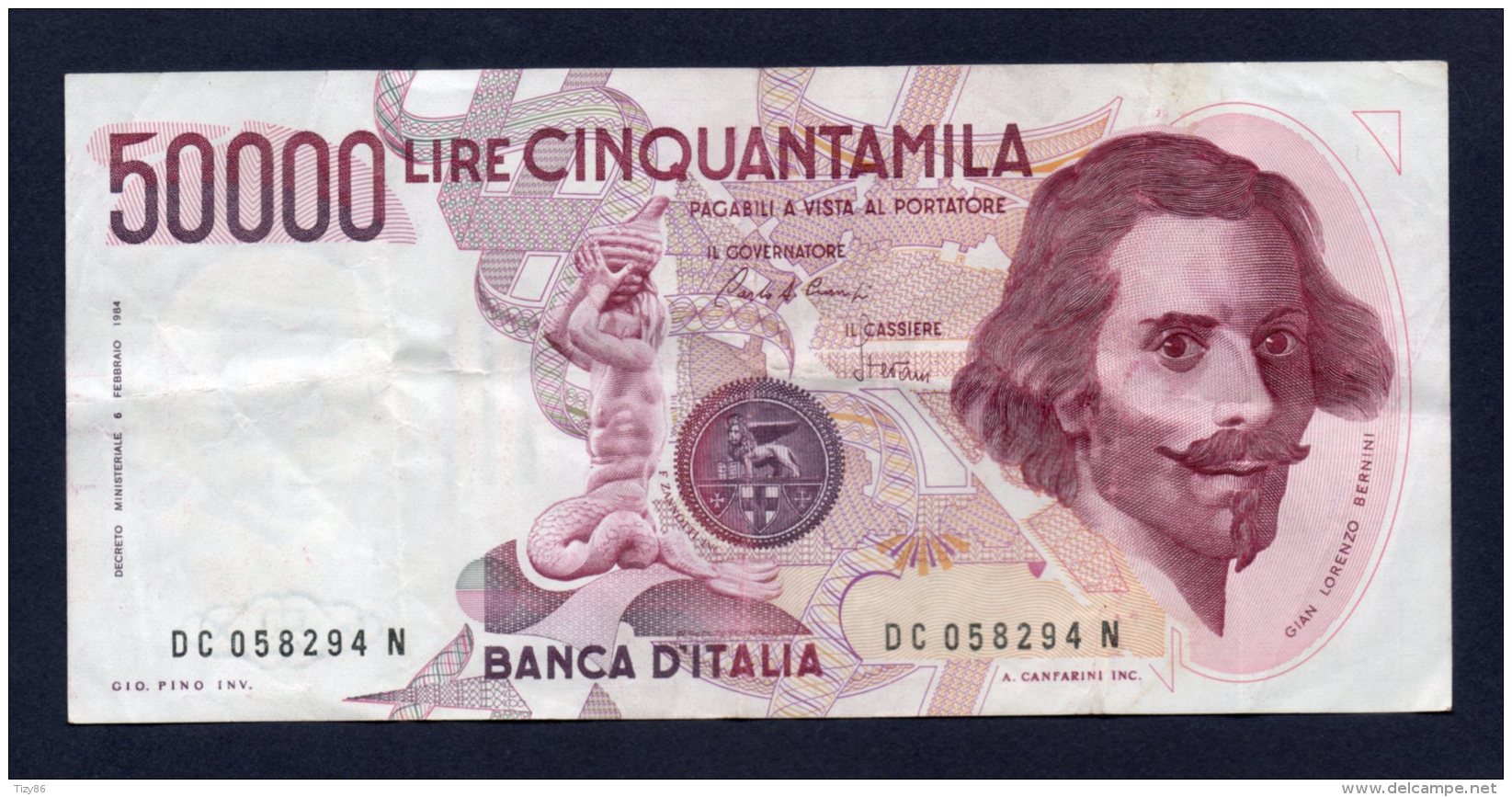 50000 Lire Bernini 6-2-1984 (circolata) - 50000 Lire