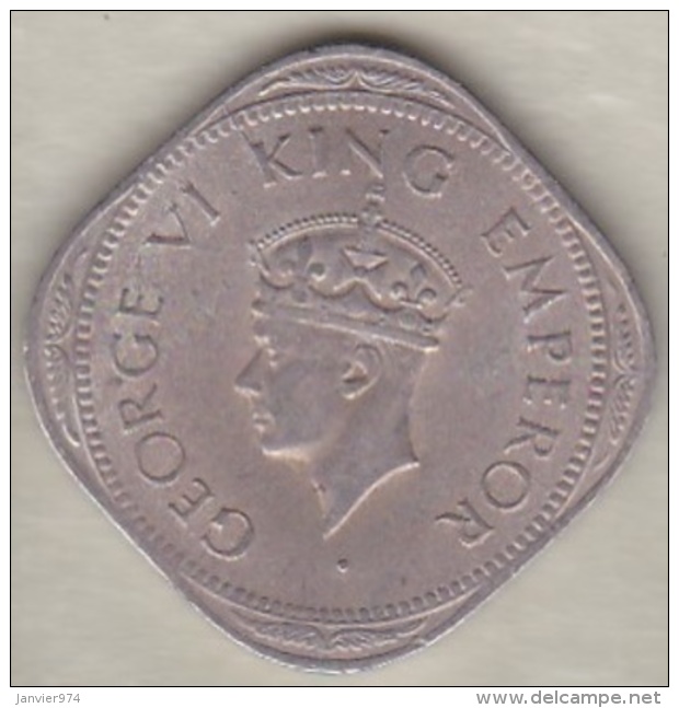 Inde  2 Annas 1946 Calcutta , George VI . Copper-Nickel. KM# 542 - Inde