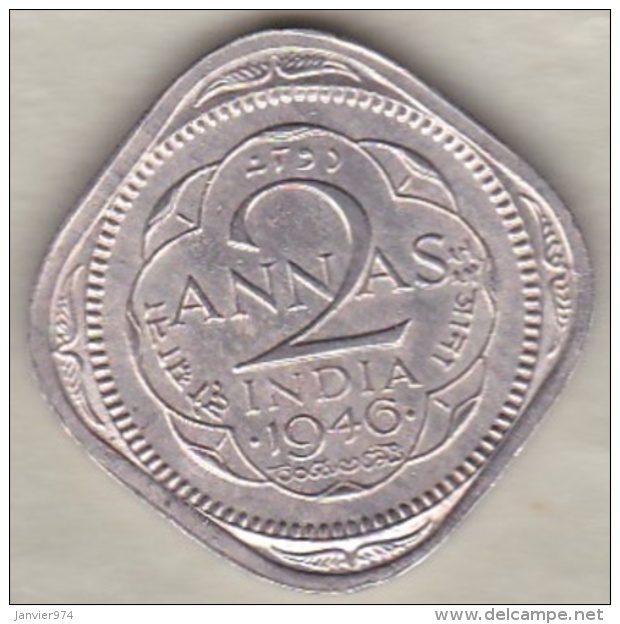 Inde  2 Annas 1946 Bombay, George VI . Copper-Nickel. KM# 542 - India