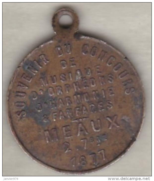 Médaille Souvenir De Concours De Musique &ndash; Meaux 2 Décembre 1877 - Autres & Non Classés