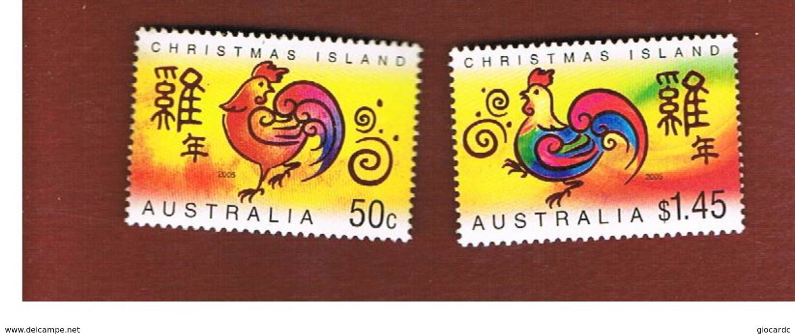 ISOLA CHRISTMAS ( CHRISTMAS ISLAND)   - SG 575.576  -  2005 YEAR OF THE ROOSTER (COMPLET SET OF 2)  - NUOVI (MINT)** - Christmas Island