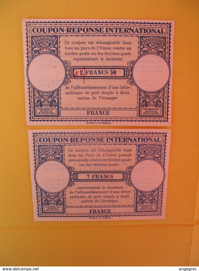 2 Coupon-Réponse International De 7 Francs Et 2,50 Francs Avec Surcharge Manuscrite De 7 Francs - Buoni Risposte