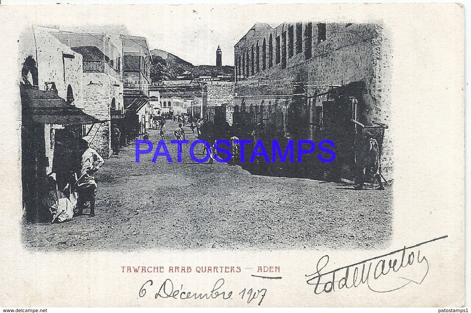 95267 AFRICA SOMALIA YEMEN ADEN TAWACHE ARAB QUARTERS CIRCULATE TO FRANCE POSTAL POSTCARD - Somalia