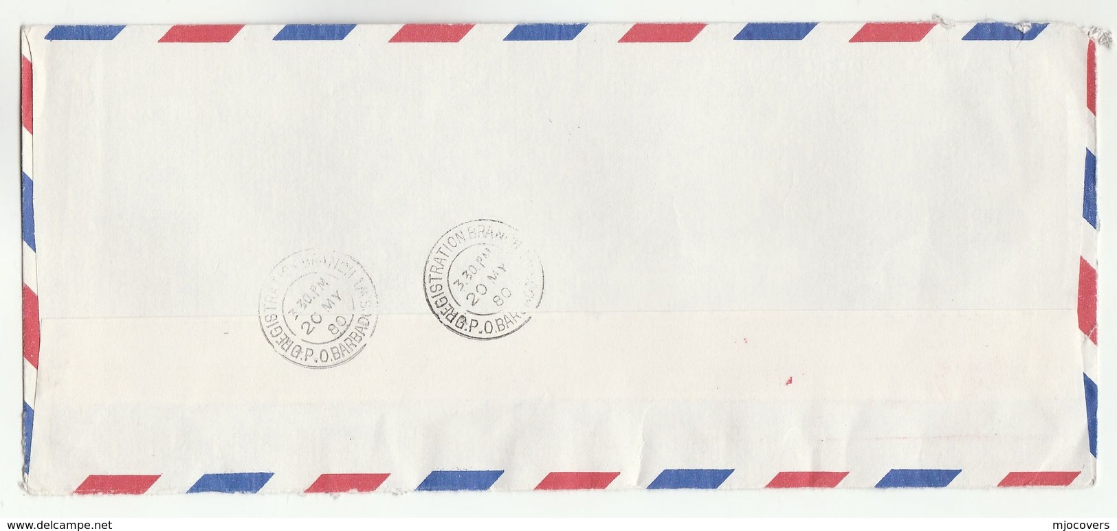 1980 Registered BARBADOS UNIVERSITY COVER  METER 1.50 RN91 Stamps  To Assoc Commonwealth Universites GB - Barbados (1966-...)