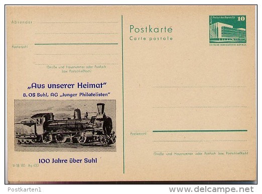 DDR P84-35-84 C87 Postkarte Zudruck 100 J. EISENBAHN SUHL 1984 - Private Postcards - Mint