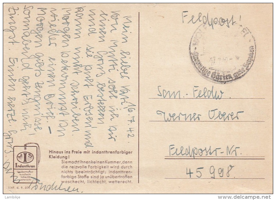Deutsches Reich Feldpostkarte 1942 - Sonstige & Ohne Zuordnung