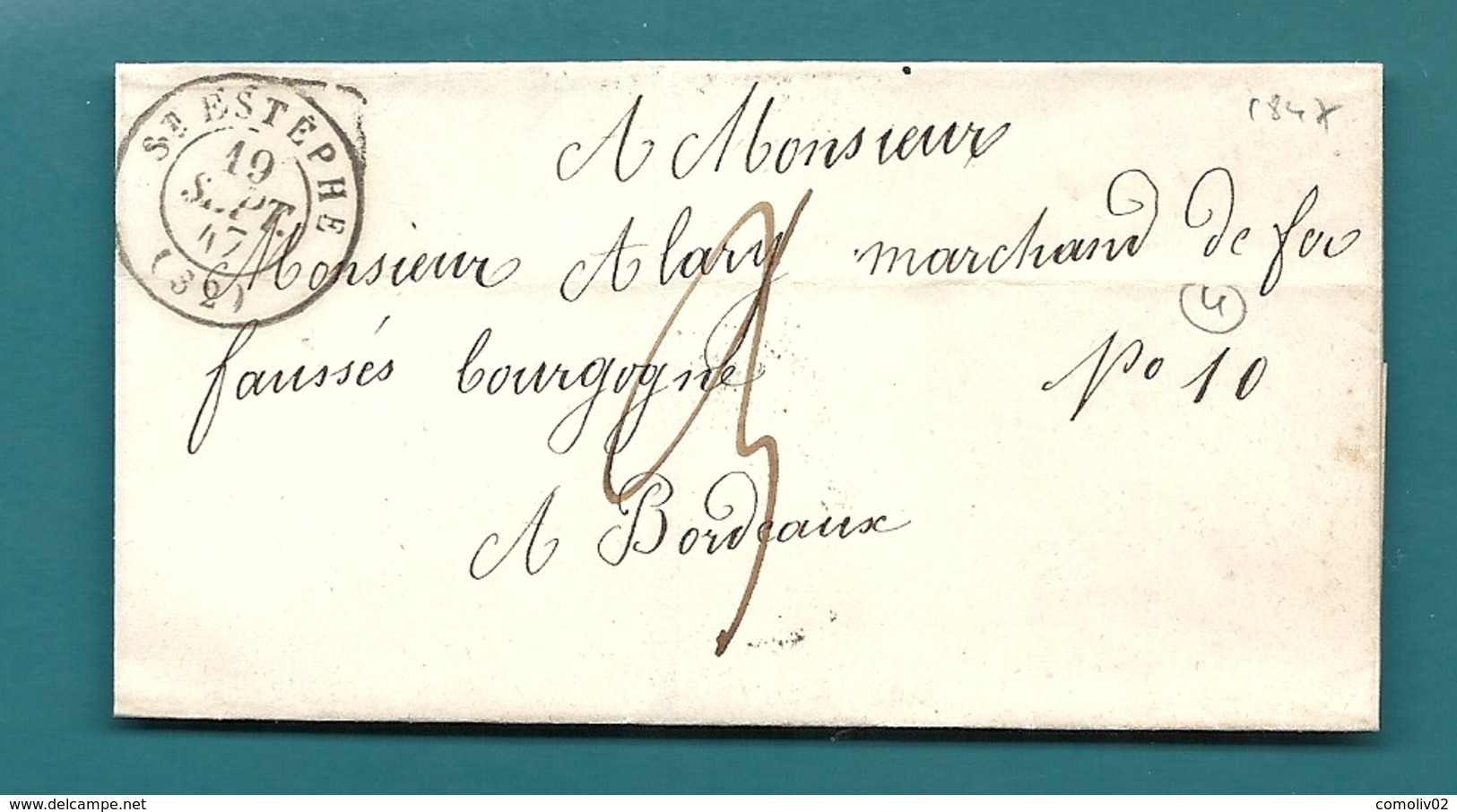 Gironde - St Estephe Pour Bordeaux. CàD Type 15 + Taxe 3 - 1849-1876: Classic Period