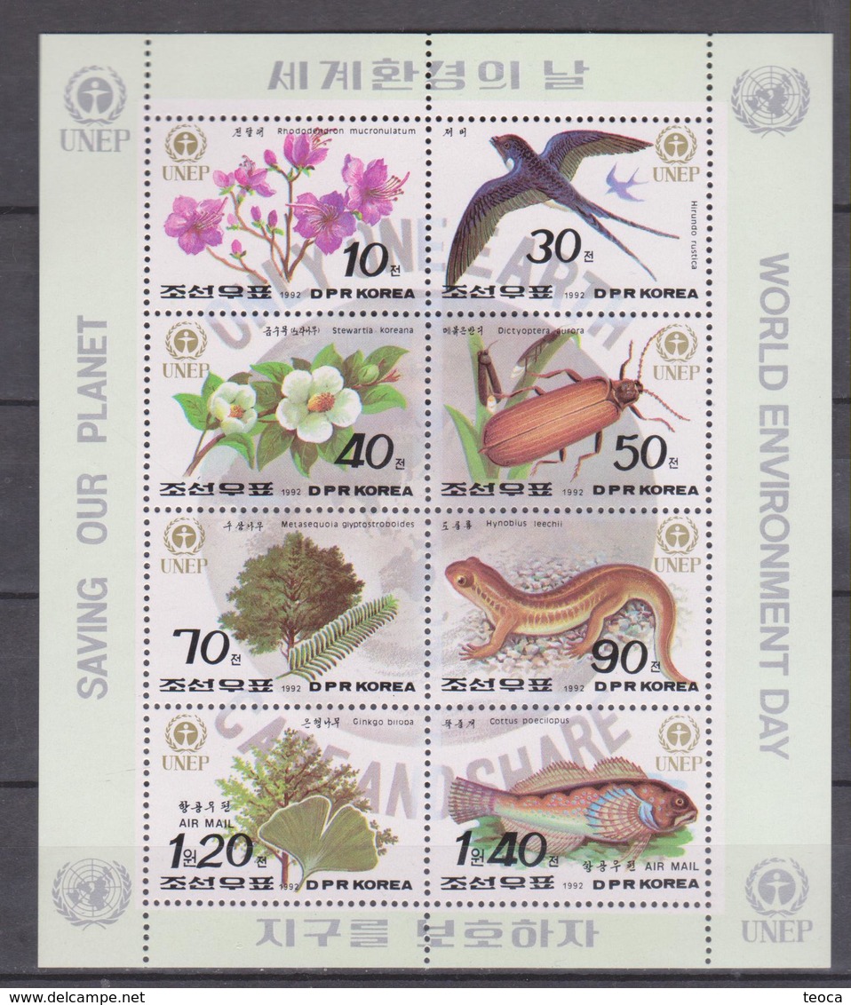 KOREA DPR 1992,   MI 3346-53 SHEET,  FLOWER,PLANT , FAUNA SOUVENIR SHEET - Otros & Sin Clasificación