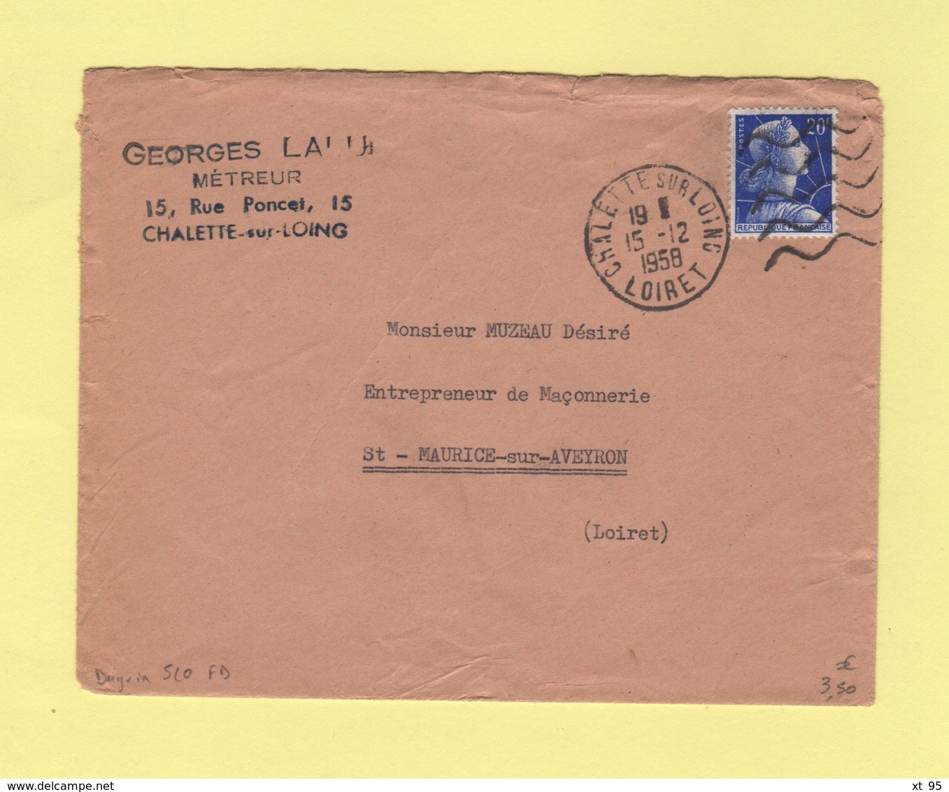 Daguin - Boynes - Loiret - 5 Lignes Ondulees Flamme à Droite - 1958 - Mechanical Postmarks (Advertisement)