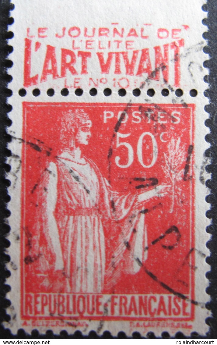 LOT R1752/513 - 1932 - TYPE PAIX - N°283a (I) PUB : LE JOURNAL DE L'ELITE N°10 L'ART VIVANT - 1932-39 Paz