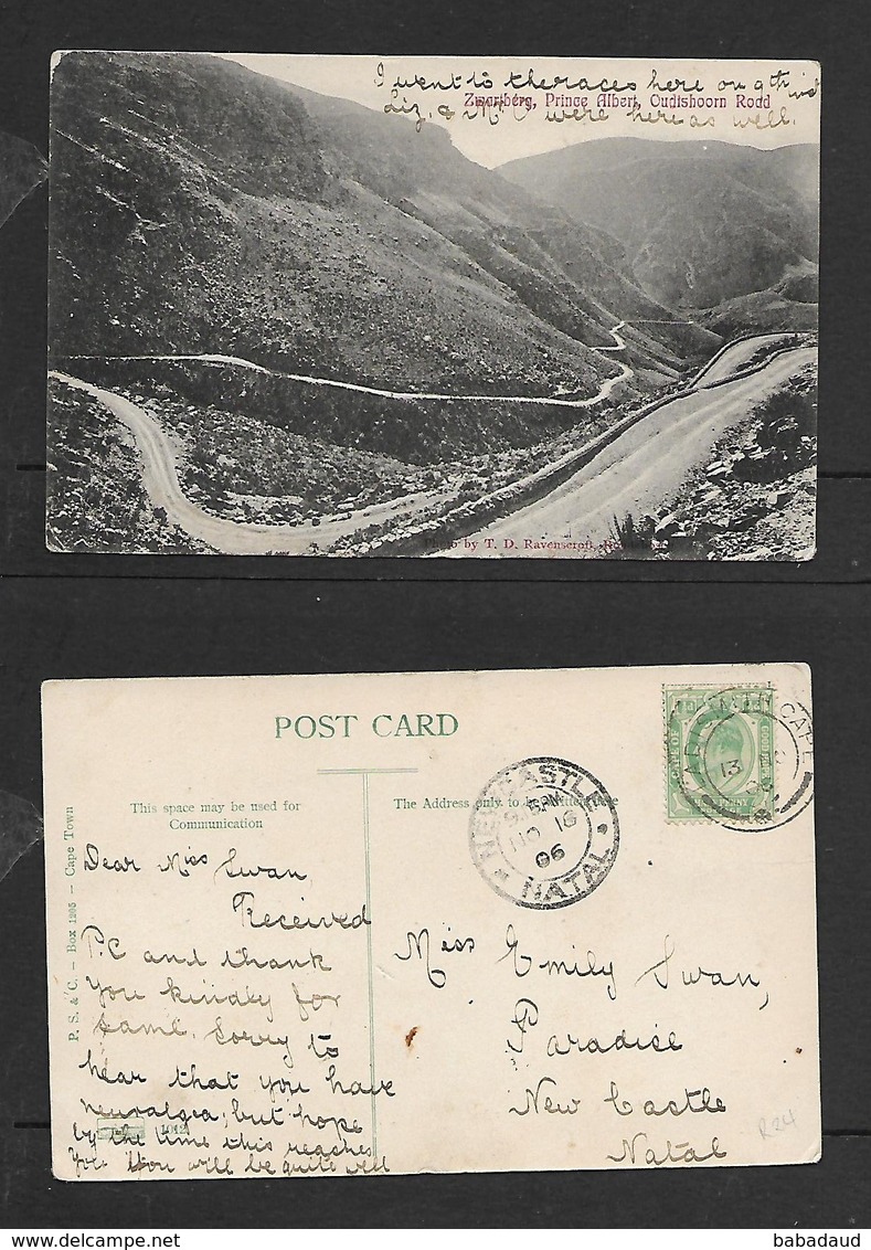 S.Africa,Zwartberg, Prince Albert -Oudtshoorn Rd, Used 1906 LADISMITH CAPE > NEWCASTLE NATAL> - South Africa