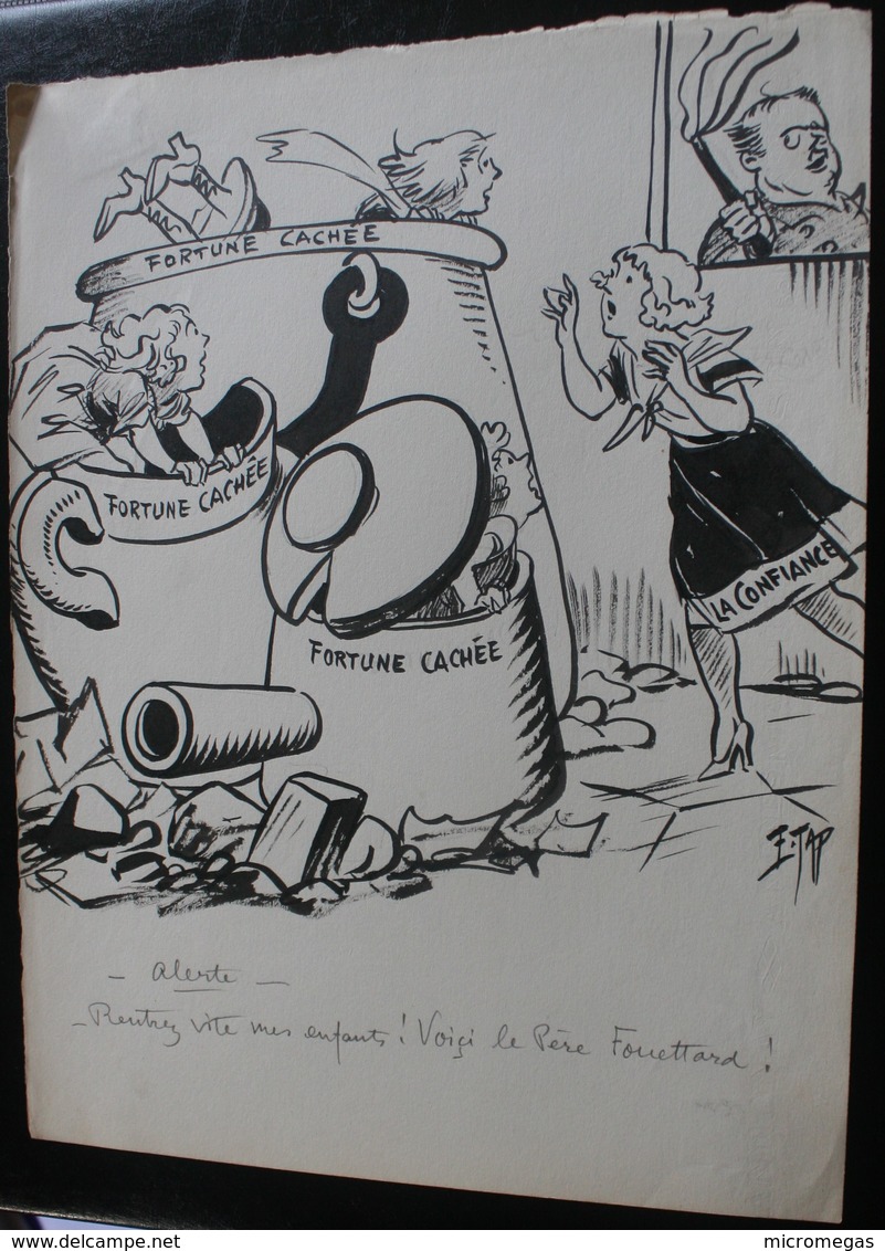 E.TAP (Edmond Tapissier) - Alerte - Dessin Original 24 X 32 Cm. - Dessins