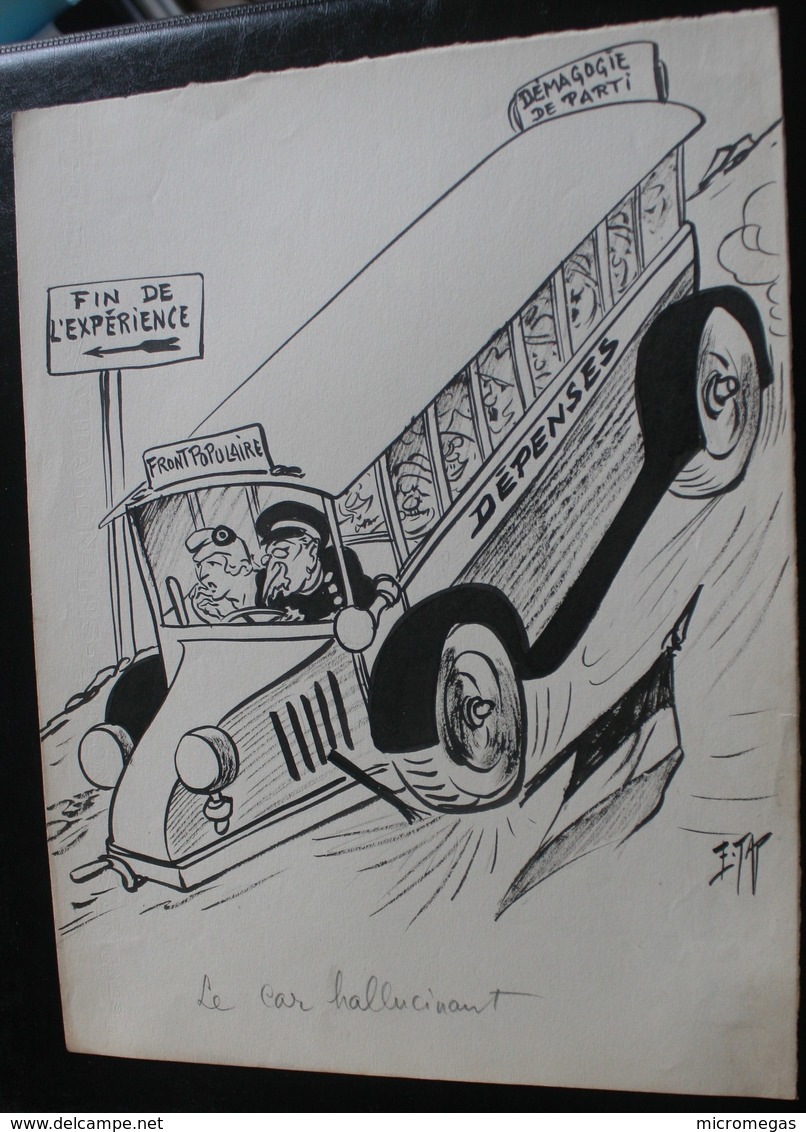 E.TAP (Edmond Tapissier) - Le Car Hallucinant - Dessin Original 24 X 32 Cm. - Zeichnungen