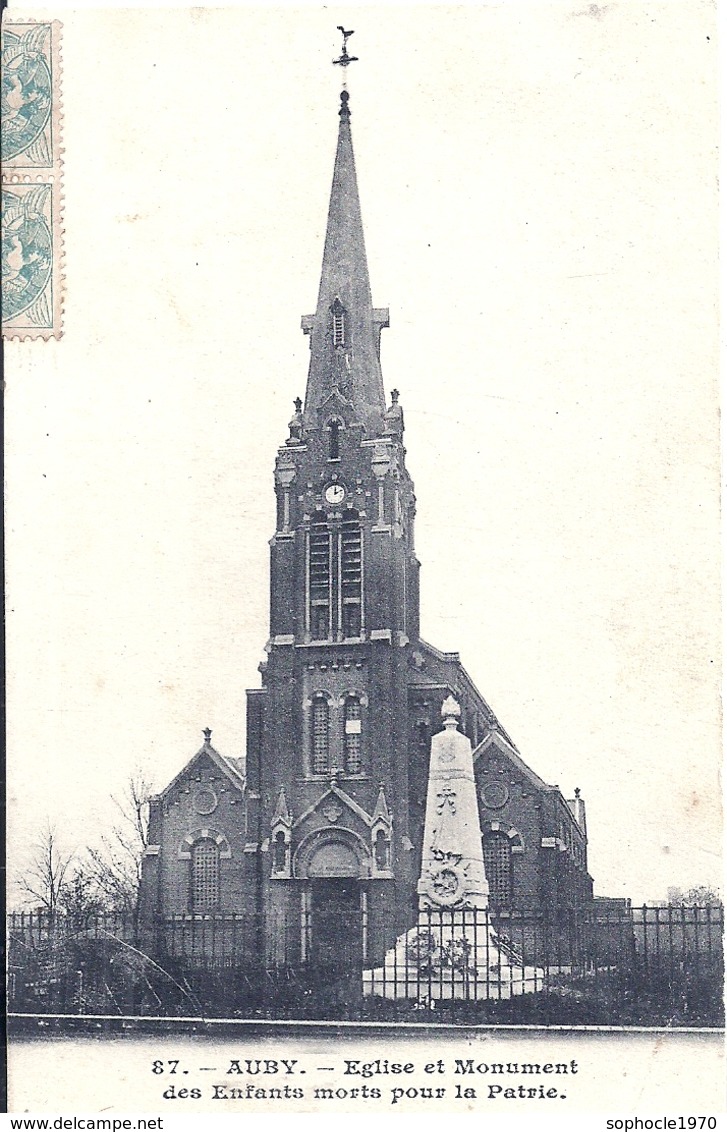 NORD - 59 - AUBY - Eglise Et Monument Des Enfants Morts Pour La Patrie - Auby