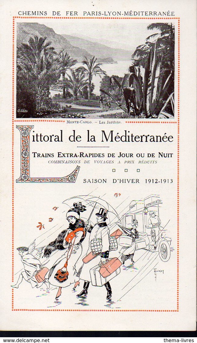 Chemins De Fer PLM : Littoral De La Méditerranée Hiver 19012-3  (illustré Thiriet) (PPP8973) - Reiseprospekte
