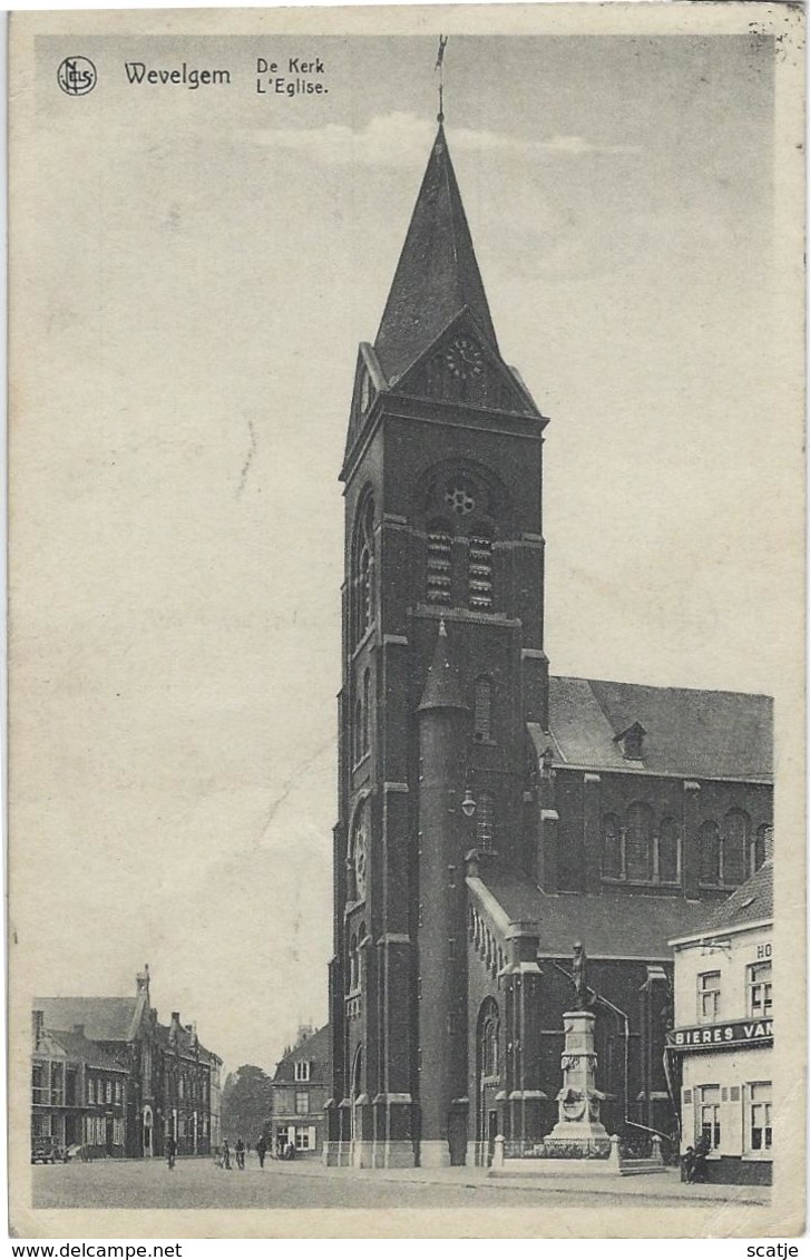 Wevelgem   -    De Kerk   - (plooitje In Hoek) 1949  Naar   Groot Bijgaarden - Wevelgem