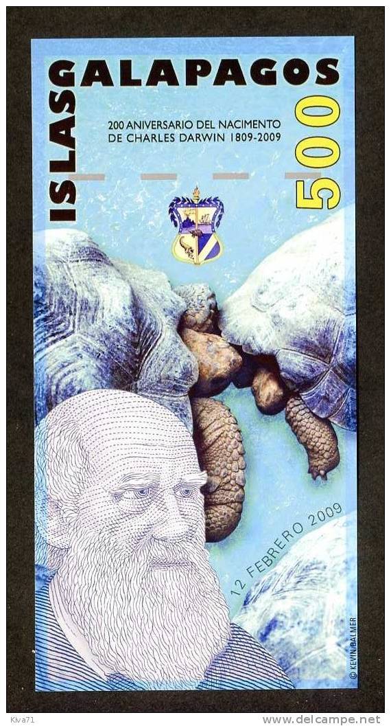 500 Sucres   "Iles GALAPAGOS" Tortues12 Février 2009  Polymer   UNC    Ble 27 - Equateur