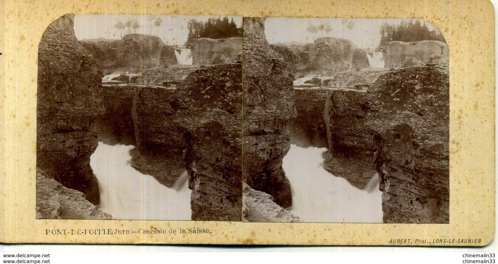 ANCIENNE VUE STÉRÉOSCOPIQUE LONS LE SAUNIER ET SA RÉGION PONT DE POITTE JURA CASCADE DE LA SAISSE - Photos Stéréoscopiques