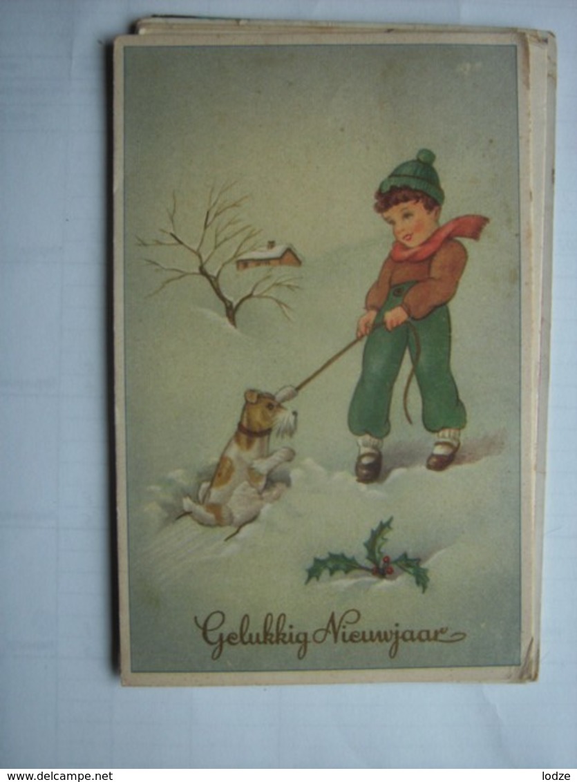 Kinderen Children Enfants Kinder Boy With Dog In Snow - Andere & Zonder Classificatie