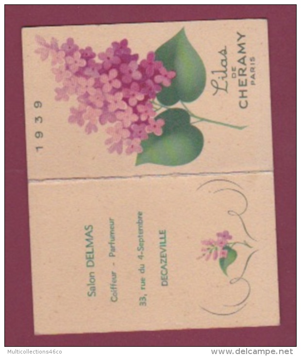 250618 -  CALENDRIER Petit Format 1939 LILAS DE CHERAMY Paris - Carte Parfumée Parfum Beauté - Anciennes (jusque 1960)