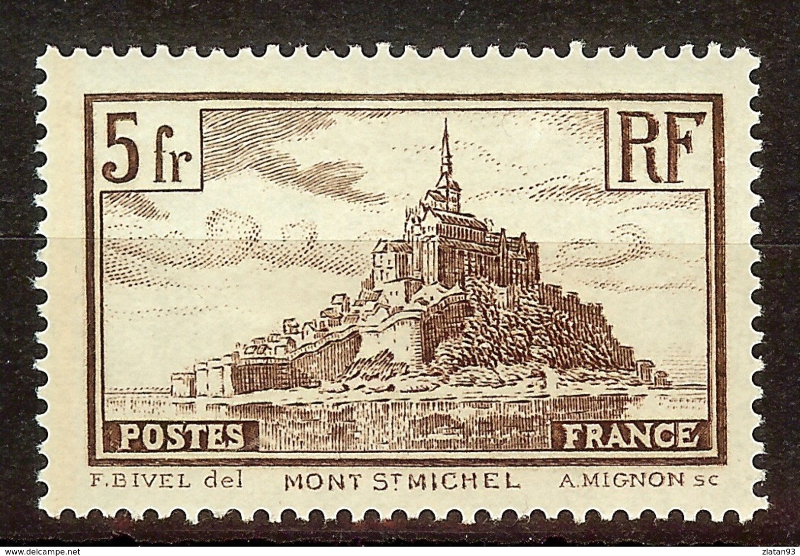 SUPERBE MONT SAINT MICHEL YT N°260 5F Brun (II) NEUF AVEC GOMME* Cote 25 Euro - Ungebraucht