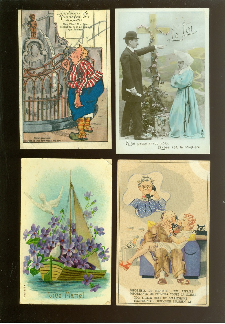 Beau lot de 60 cartes postales de fantaisie   Mooi lot 60 postkaarten van fantasie -  60 scans