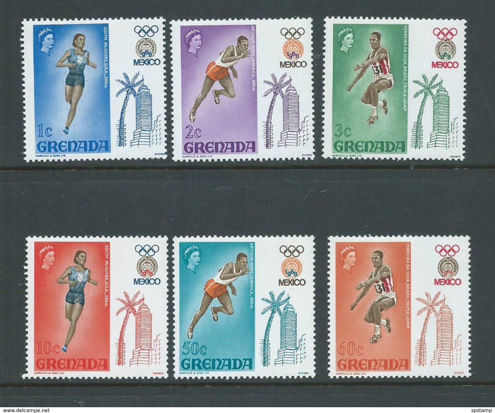 Grenada 1968 Mexico Olympic Games Set Of 6 MNH - Grenada (...-1974)
