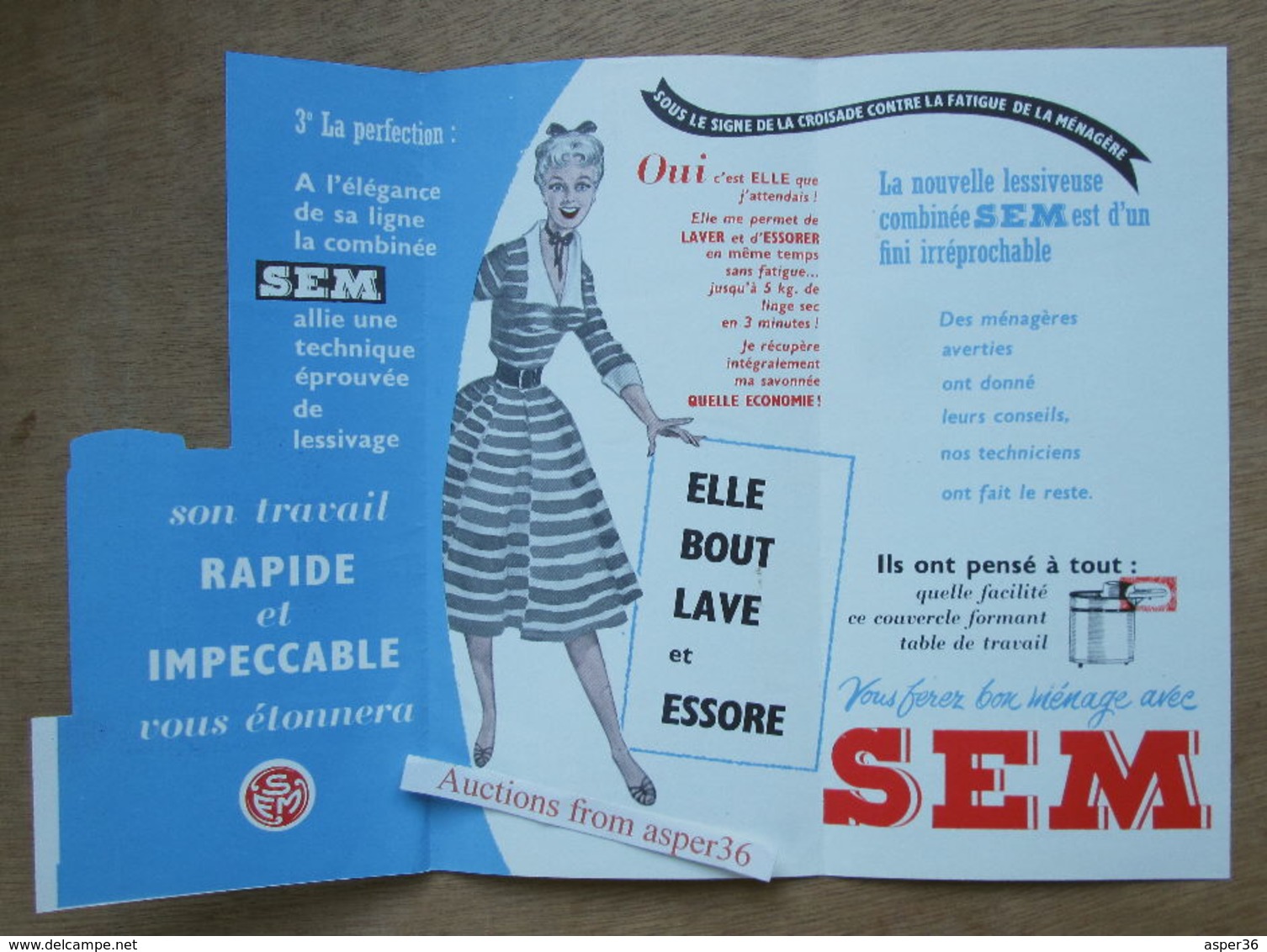 Brochure "Lessiveuse Combinée "SEM" 1955 - Verzamelingen