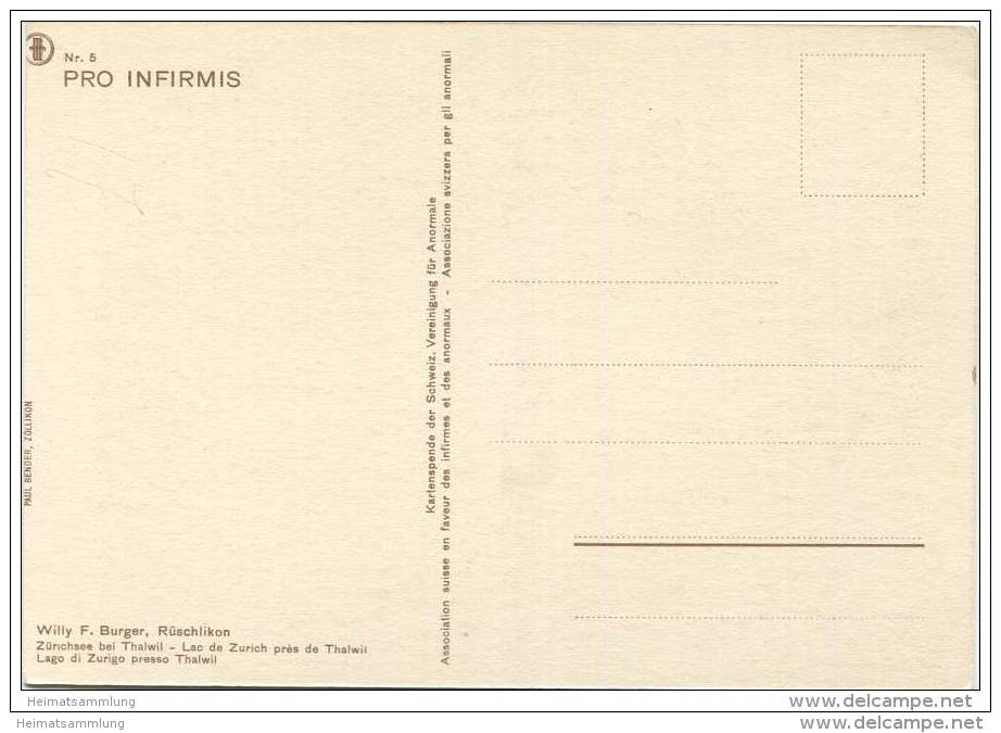 Zürichsee Bei Thalwil - Willy F. Burger Rüschlikon - Künstlerkarte Grossformat - Pro Infirmis - Rüschlikon