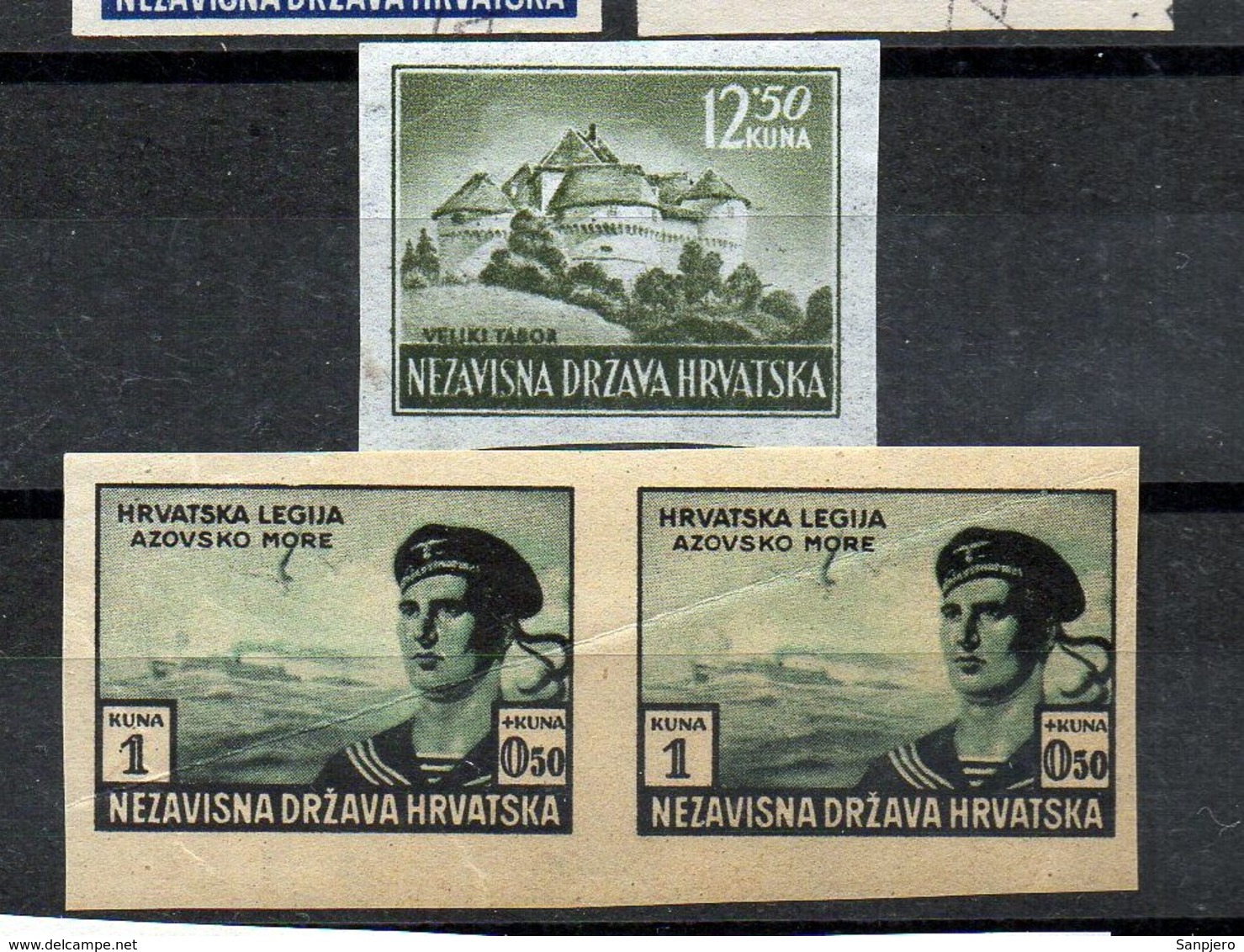 CROATIA KROATIEN (NDH) WWII RARE IMPERFORATE STAMP COLOR PROOF, **MNH 1943. CHARITY FOR THE CROATIAN LEGION IN RUSSIA - Croazia