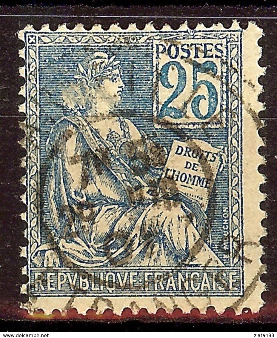 MOUCHON N114 25c Bleu (TYPE I) Oblitéré CàD LILLE Cote 10 Euro PAS D'AMINCI - 1900-02 Mouchon