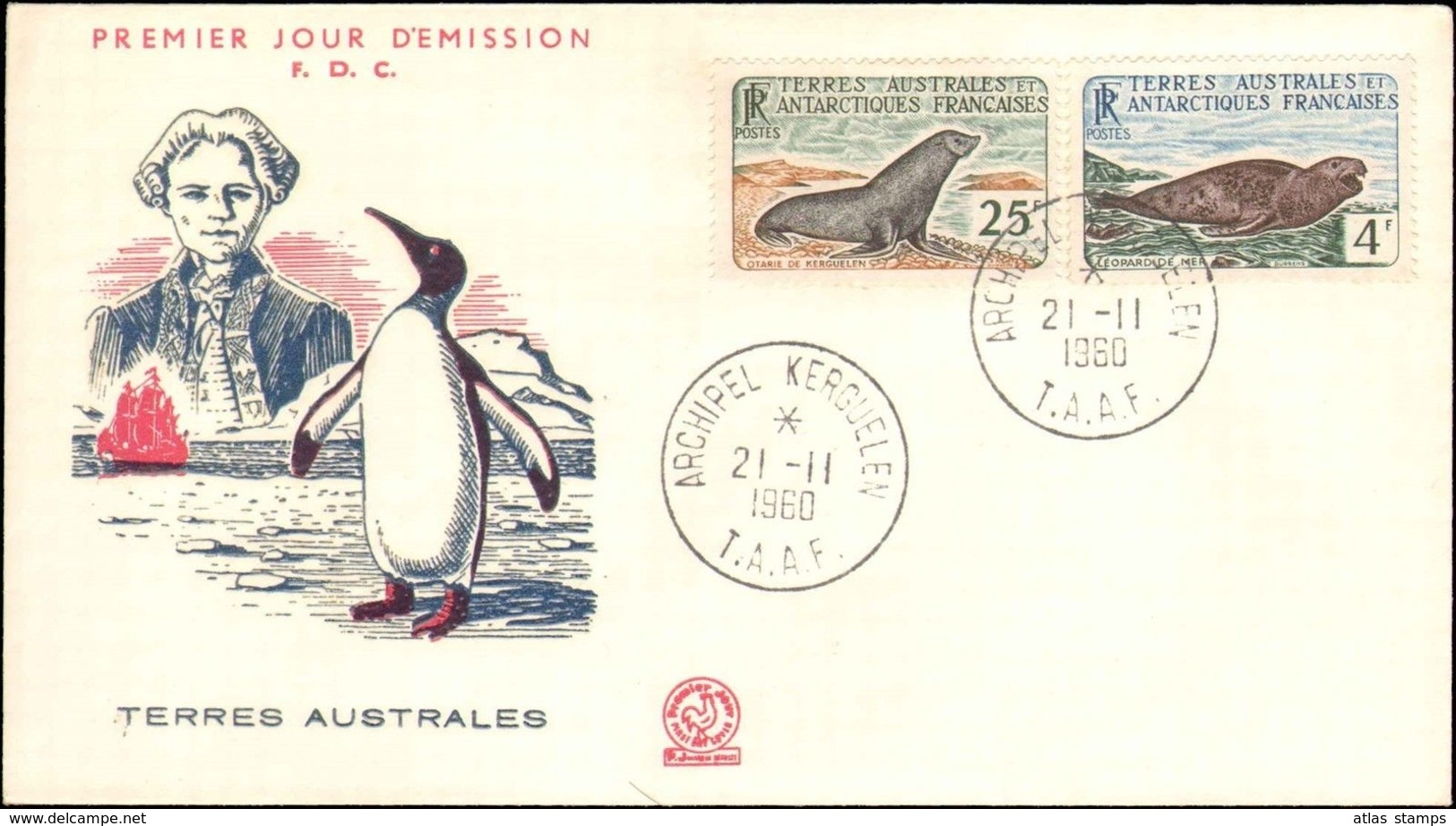 TAAF - 1960  -  Otarie De Kerguelen + Léopard De  Mer ,Yvert# 17 + 13A -  FDC - Superbe ! - Neufs