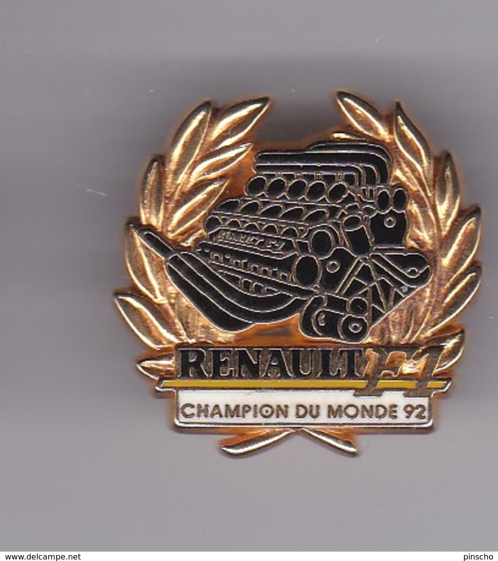 Pin's RENAULT CHAMPION DU MONDE 92 F 1 SIGNE ARTHUS BERTRAND - Renault