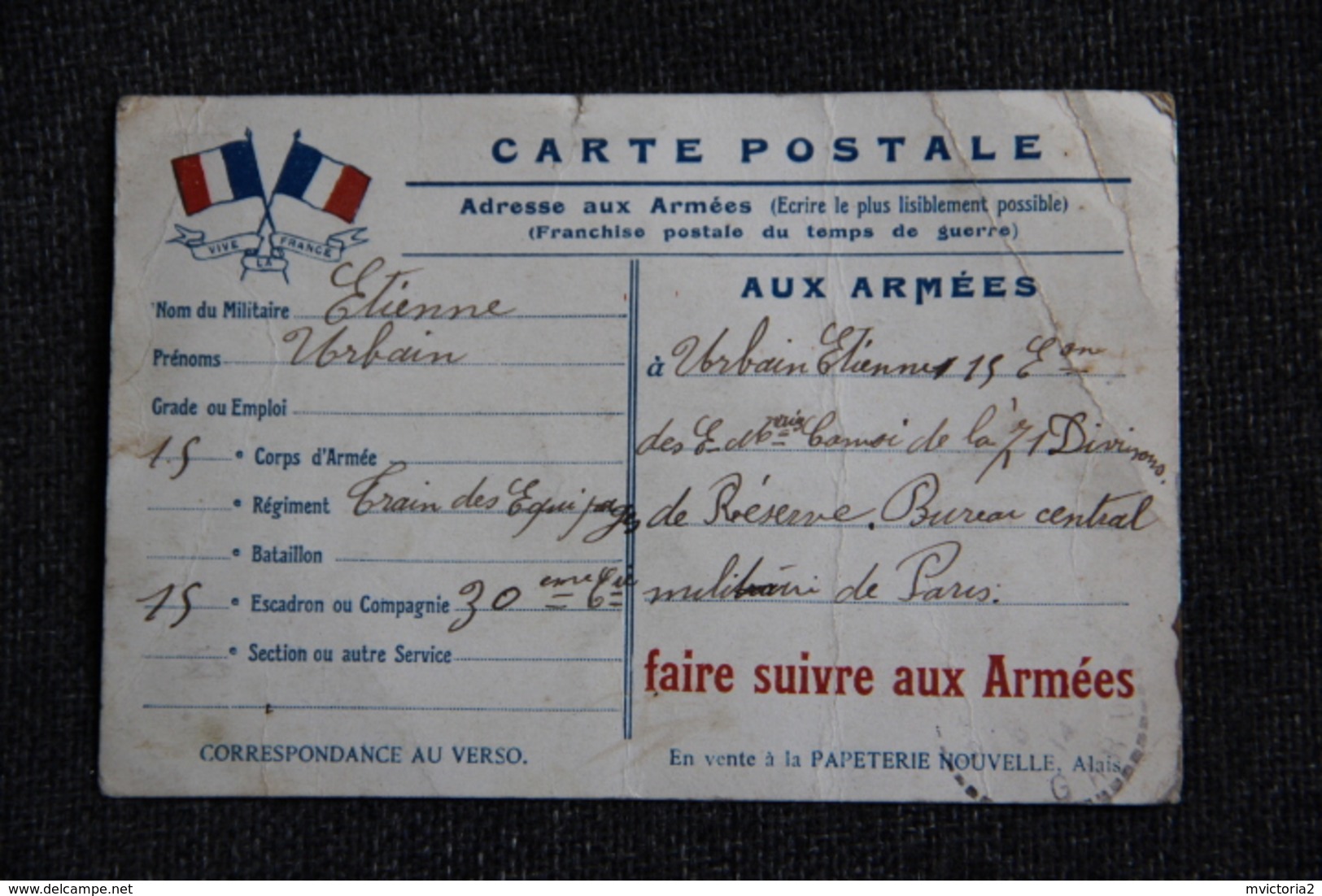 Correspondance Militaire Du 15 ème Régiment Du Train Des Equipages. - Guerre 1914-18