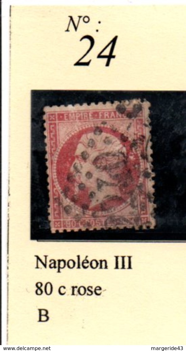 N°24  NAPOLEON III 80 C ROSE - 1862 Napoléon III