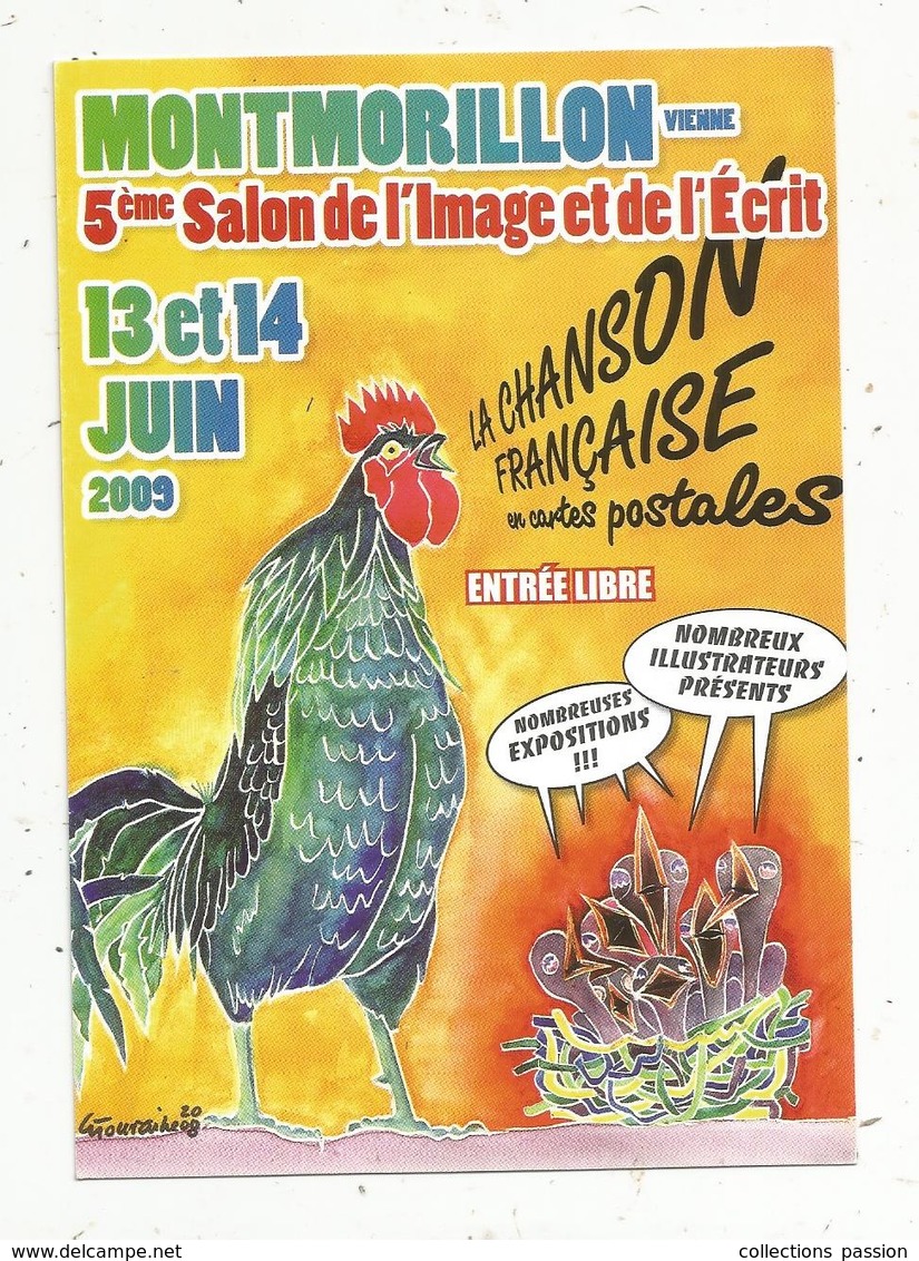 Cp, 86 ,MONTMORILLON , 5 E Salon De L'image Et De L'écrit, 2009 , La Chanson Française , Vierge - Bolsas Y Salón Para Coleccionistas