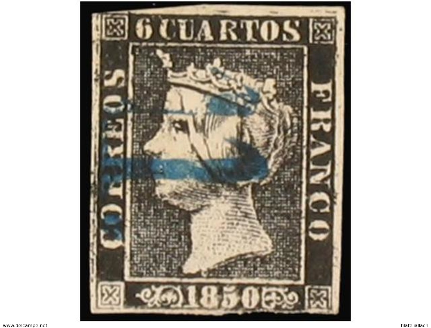 SPAIN: ISABEL II. 1850. 6 CUARTOS BLACK - Other & Unclassified